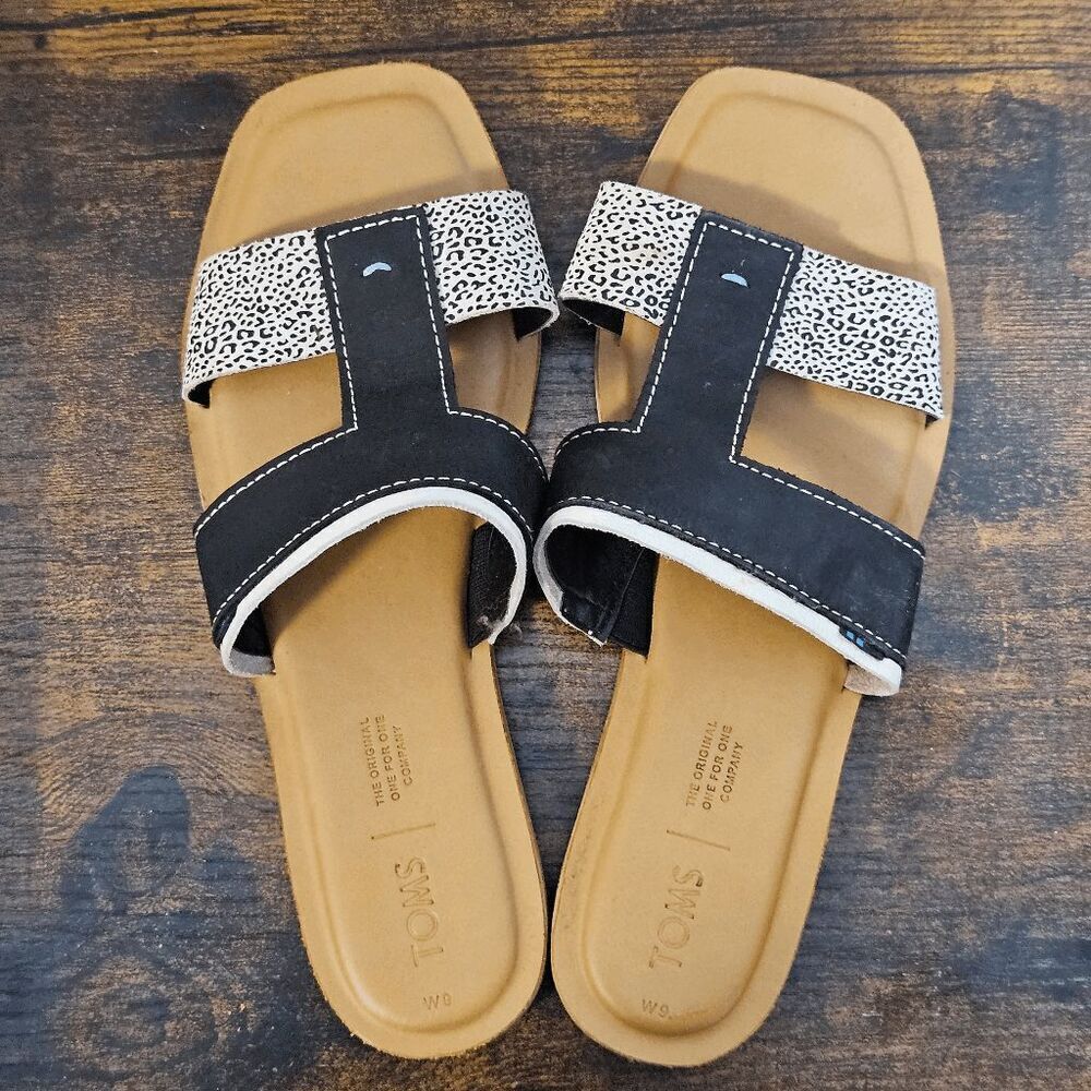 Toms Seacliff Sandals Women's Tan/Black/White Size 9